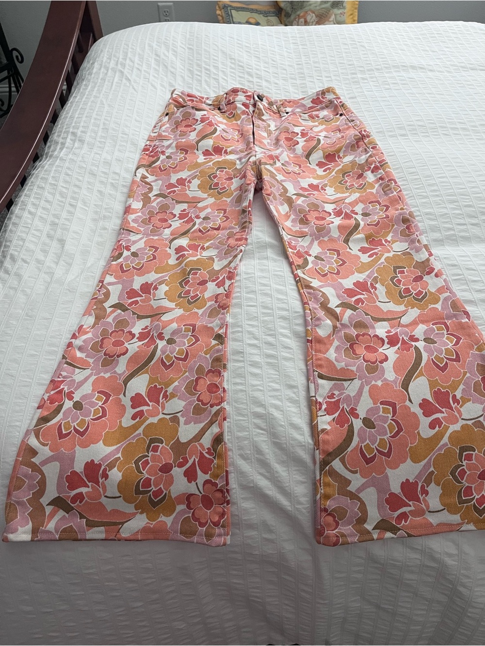 AFRM Pink Multi Floral Wide-Leg Jeans